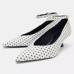 Polka Dot Fur Leather Heels